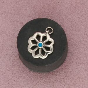 navajo sterling silver vintage turquoise flower pendant